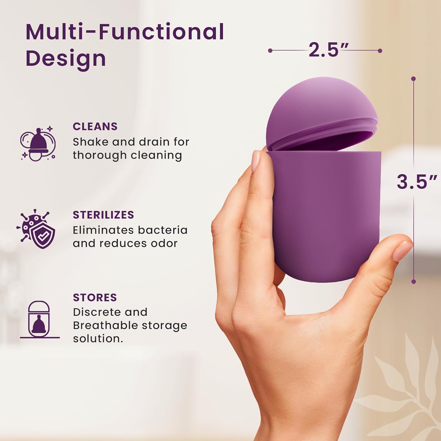 EcoBlossom Reusable Menstrual Cup and Case - The Most Reliable Medical Grade Silicone Period Cups - Comfortably use for 12 Hours (Small/Large (Pack of 2), Gray Cup & Case) - Image 6