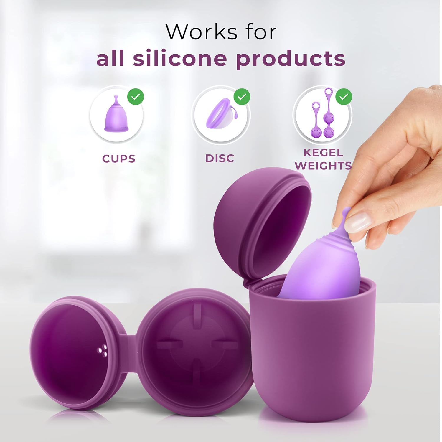 EcoBlossom Reusable Menstrual Cup and Case - The Most Reliable Medical Grade Silicone Period Cups - Comfortably use for 12 Hours (Small/Large (Pack of 2), Gray Cup & Case) - Image 7