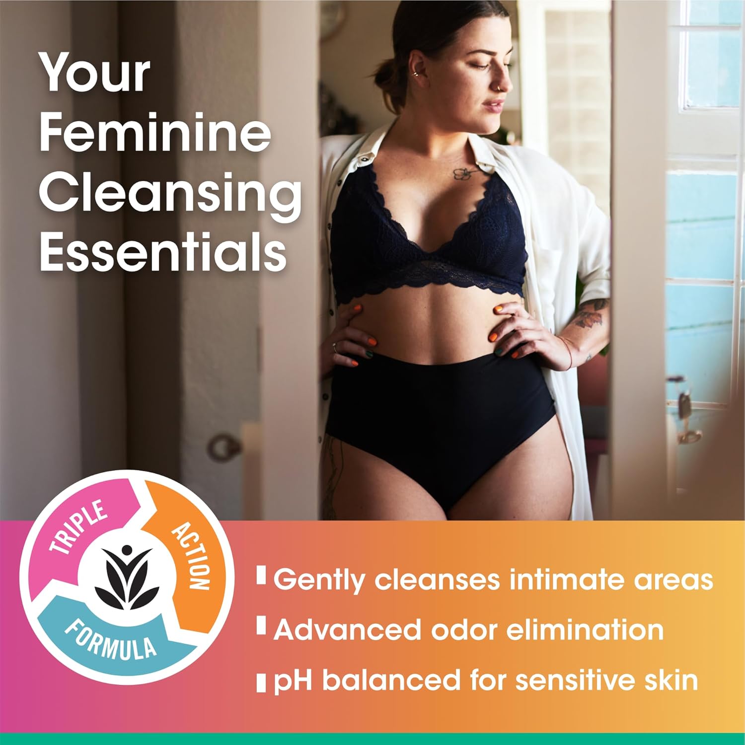 vH Essentials Daily Feminine Wash - 10 Fl Oz - Odor Eliminating Vaginal Wash with Tea Tree Oil, Prebiotics and Cranberry, gentle cleanser + pH balancing - Image 3