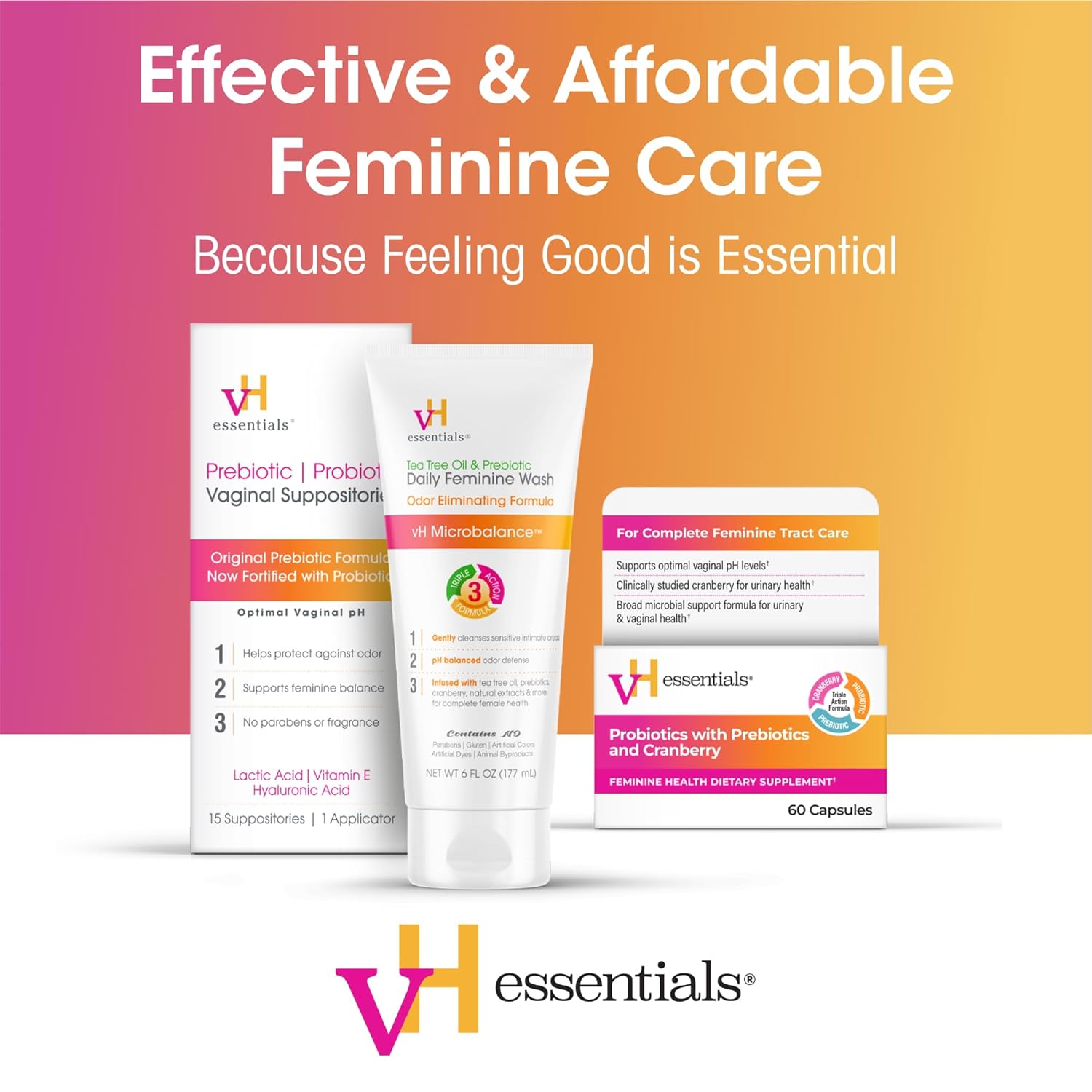 vH Essentials Daily Feminine Wash - 10 Fl Oz - Odor Eliminating Vaginal Wash with Tea Tree Oil, Prebiotics and Cranberry, gentle cleanser + pH balancing - Image 7