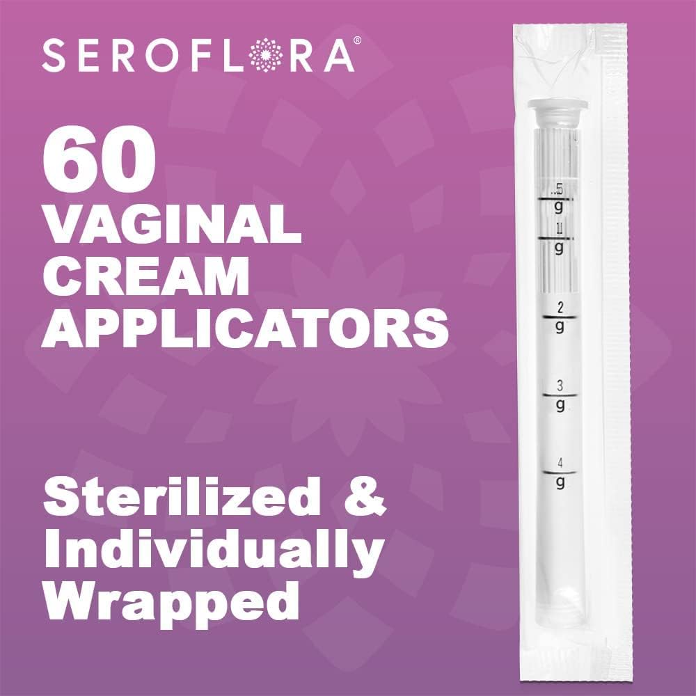Seroflora Disposable Vaginal Cream Applicators - Fits Preseed, Premarin, Estrace, and Most OTC Gels, Lubricants, and Creams - Threaded End, Comfort Tip, and Dosage Markings (60 Pack) Made in USA. - Image 6