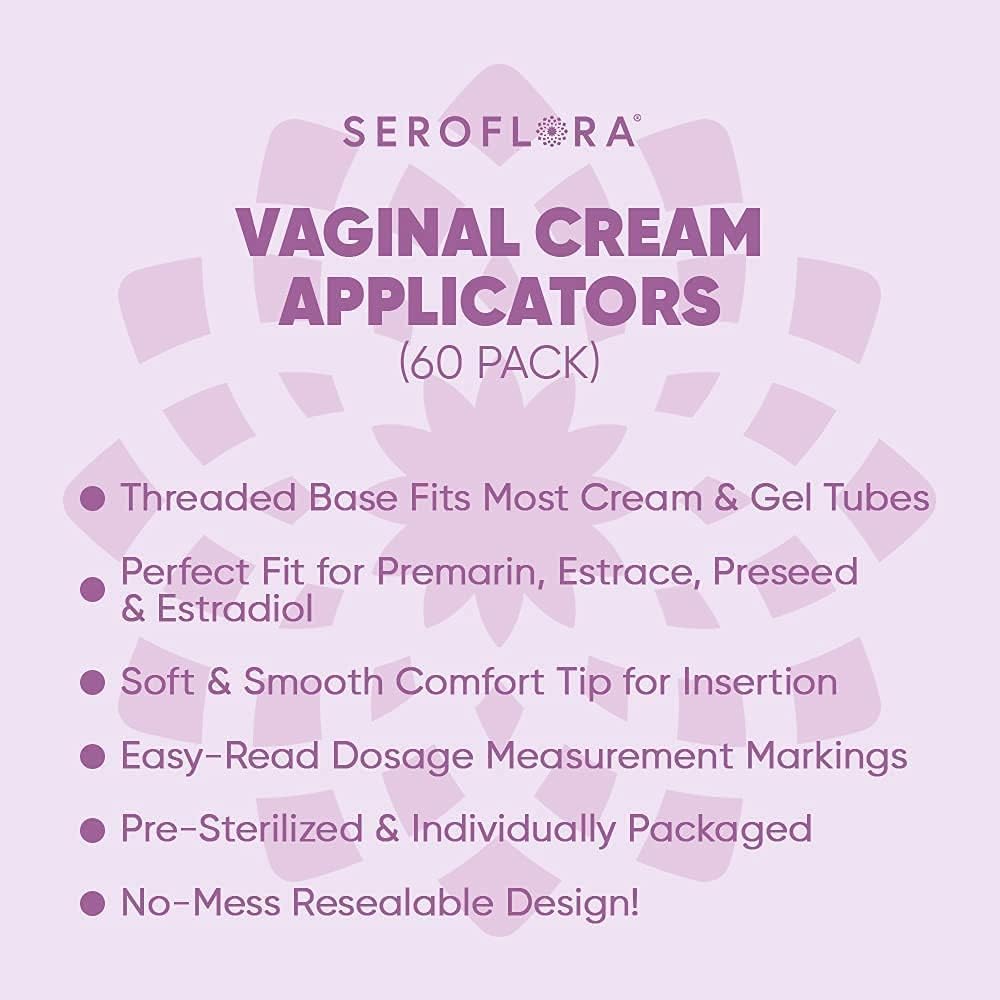 Seroflora Disposable Vaginal Cream Applicators - Fits Preseed, Premarin, Estrace, and Most OTC Gels, Lubricants, and Creams - Threaded End, Comfort Tip, and Dosage Markings (60 Pack) Made in USA. - Image 5