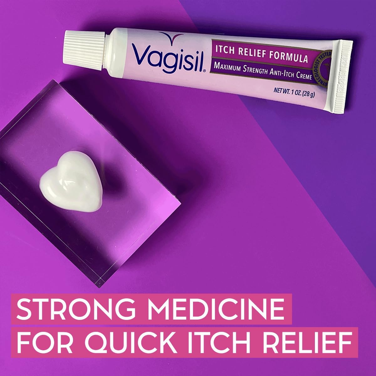 Vagisil Maximum Strength Feminine Anti-Itch Cream with Benzocaine for Women, Helps Relieve Yeast Infection Irritation, Gynecologist Tested, Fast-Acting, Soothes and Cools Skin, 1 oz - Image 2