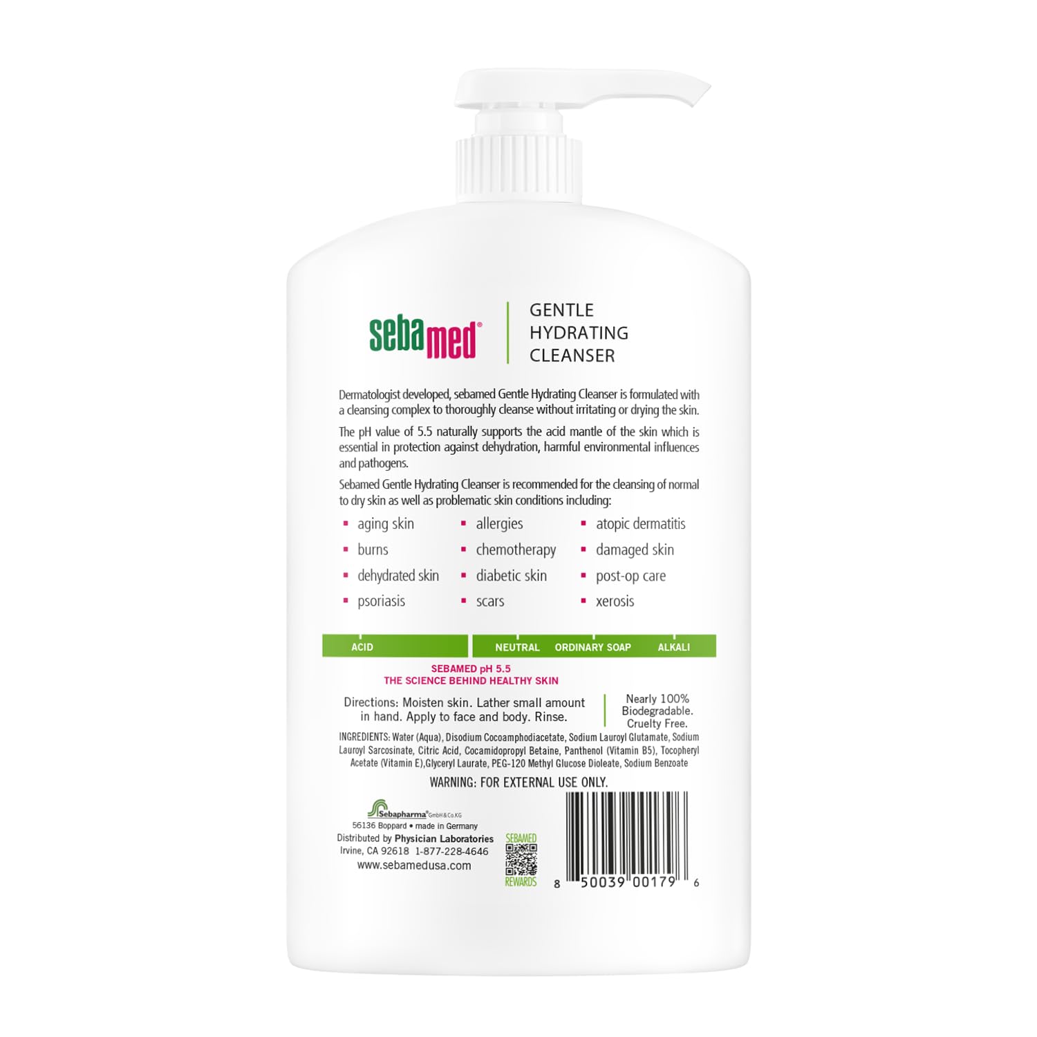 SEBAMED Fragrance-Free Gentle Face and Body Hydrating Cleanser pH 5.5 Dermatologist Recommended Ultra Mild Formula for Normal To Dry Sensitive Skin 33.8 Fluid Ounces (1 Liter) - Image 2