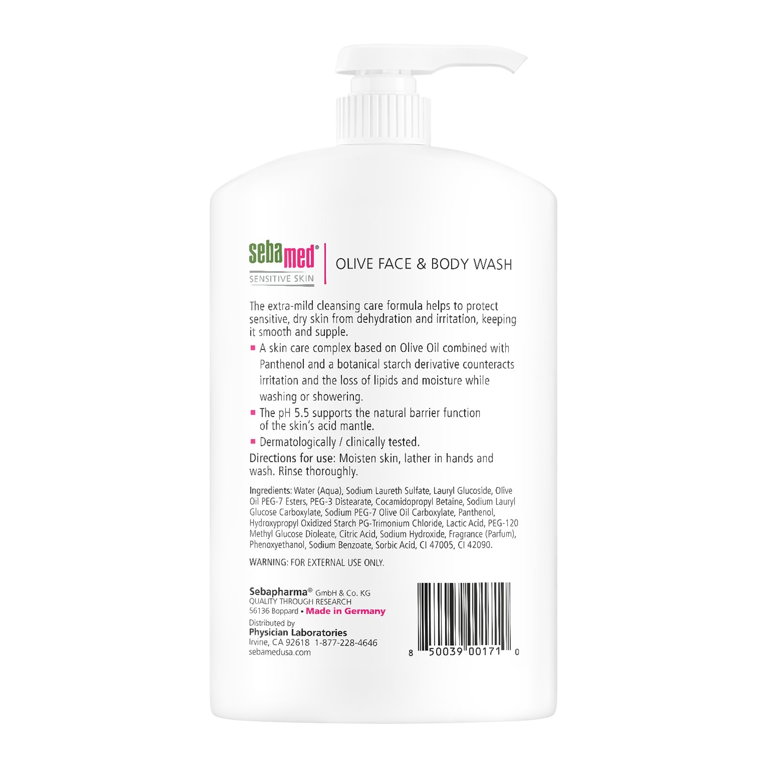 Sebamed Olive Face and Body Wash With Pump for Sensitive and Delicate Skin pH 5.5 Ultra Mild Dermatologist Recommended Cleanser 33.8 Fluid Ounces (1 Liter) - Image 2