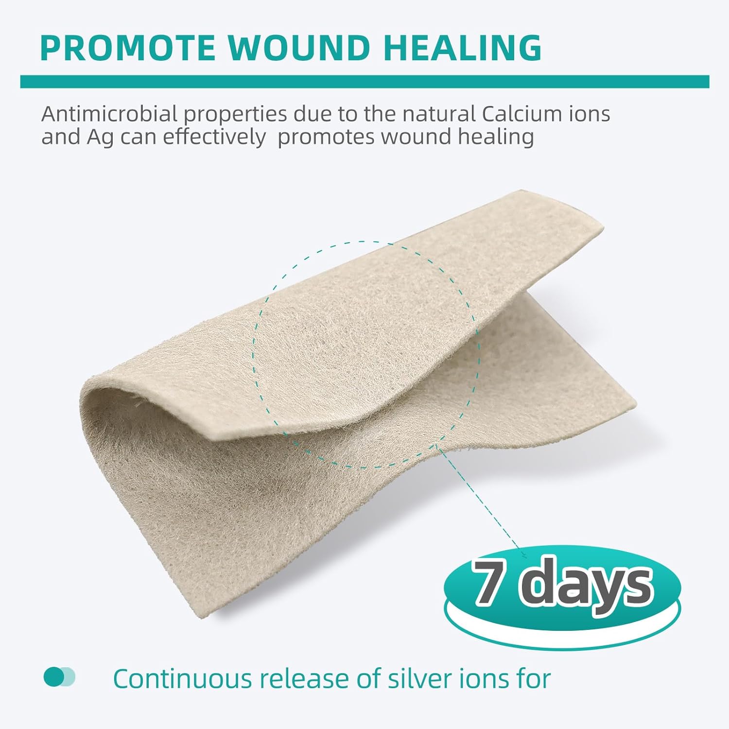Dimora Upgrade Silver Calcium Alginate Wound Dressing -Antibacterial Non Stick Gauze for Wounds Care, Highly Absorbent Sterile Bandage Pads with Ag, 2'' x 2'' Patches 12 Packs Individual - Image 6