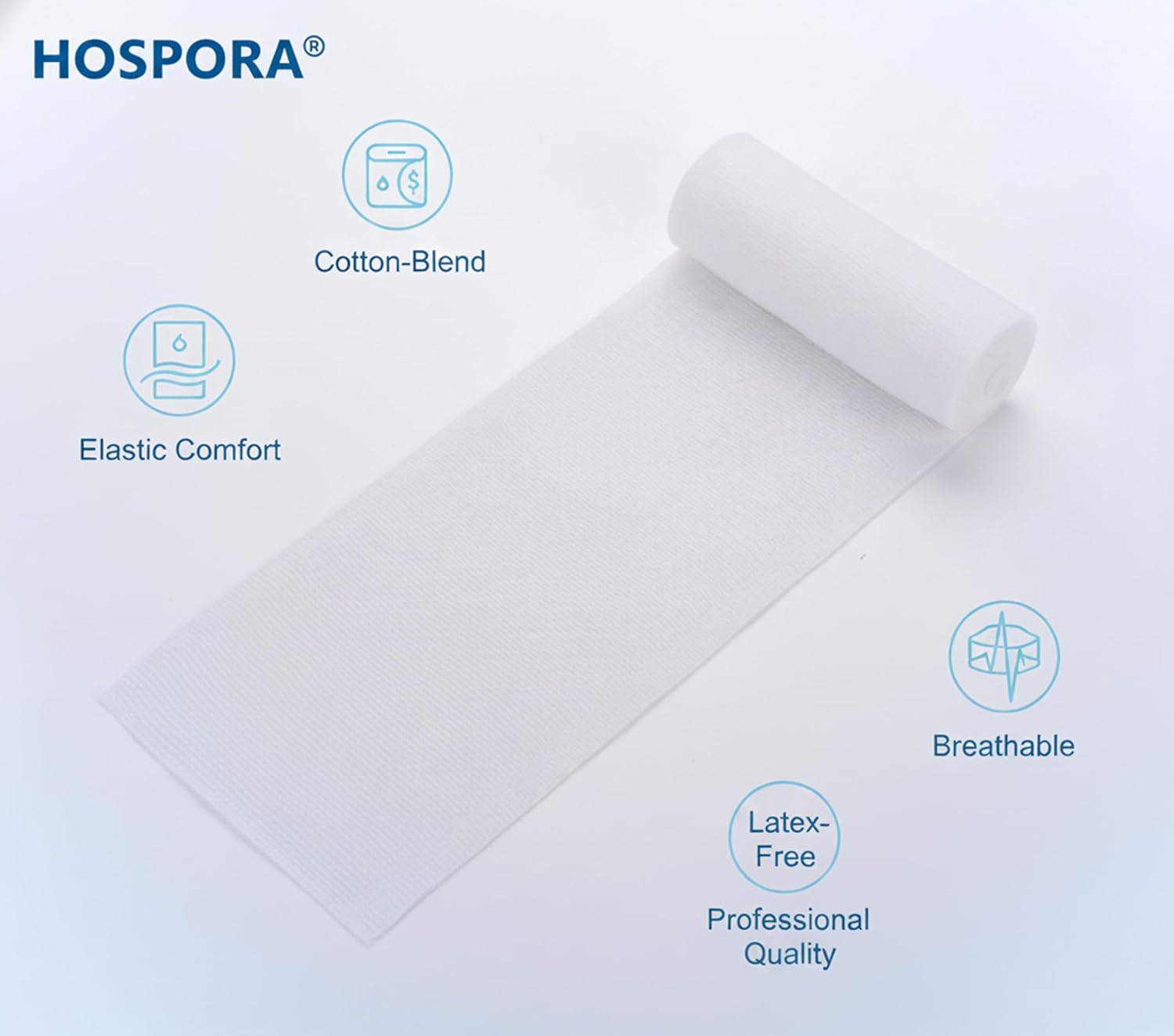 Hospora Medical Elastic Cotton Conforming Gauze Roll, 4 Inches, Individual Pack, First Aid Rolled Stretch Gauze, 24 Packs - Image 3