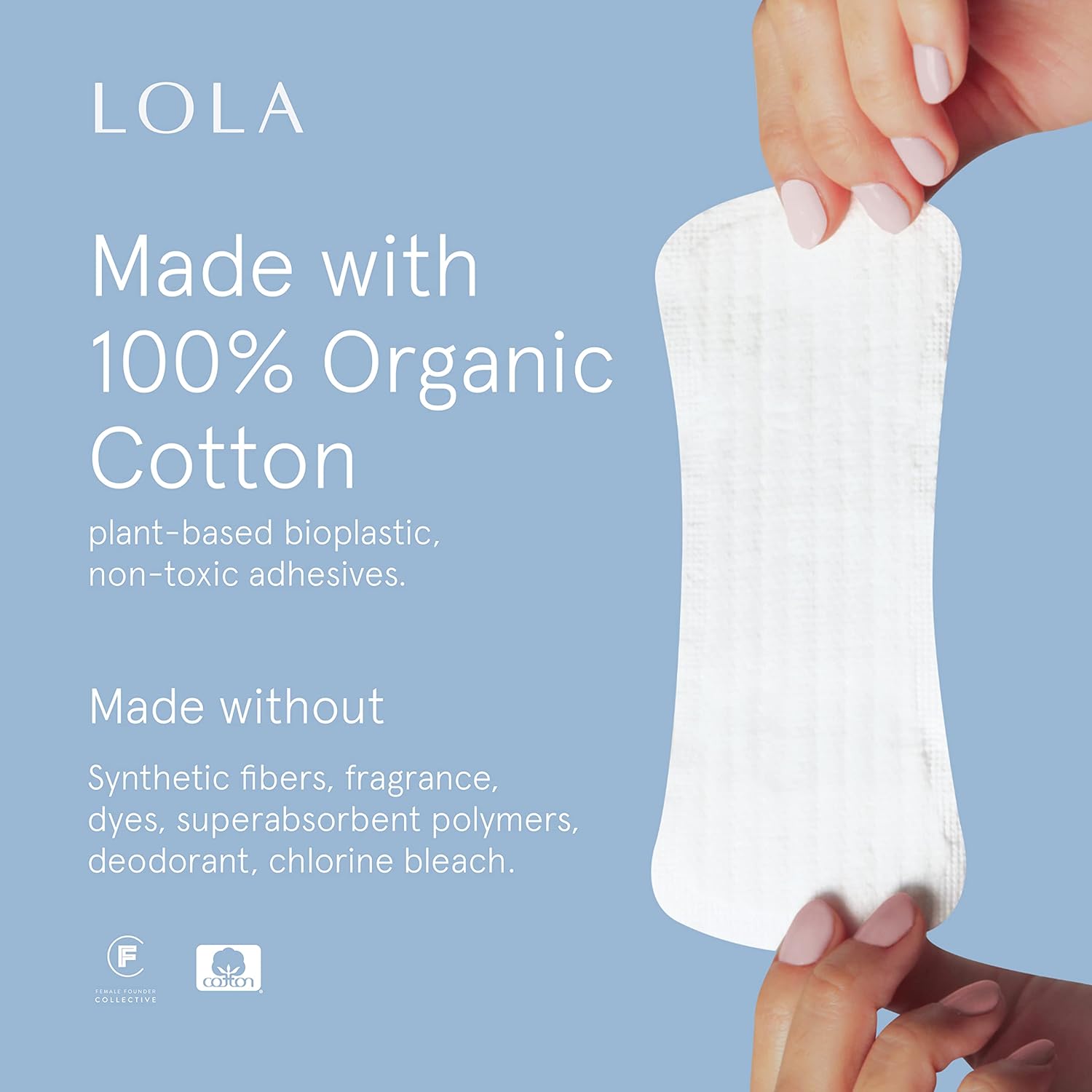 LOLA Ultra Thin Liners, 112 Count - Organic Cotton Panty Liners for Women, Hypoallergenic Pads for Women, HSA FSA Approved Products Feminine Care - Image 3