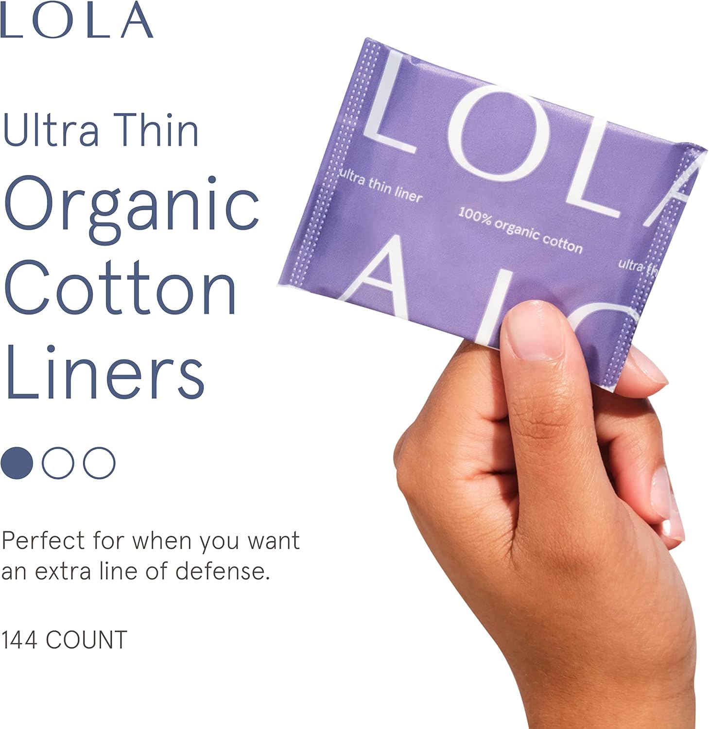 LOLA Ultra Thin Liners, 112 Count - Organic Cotton Panty Liners for Women, Hypoallergenic Pads for Women, HSA FSA Approved Products Feminine Care - Image 2