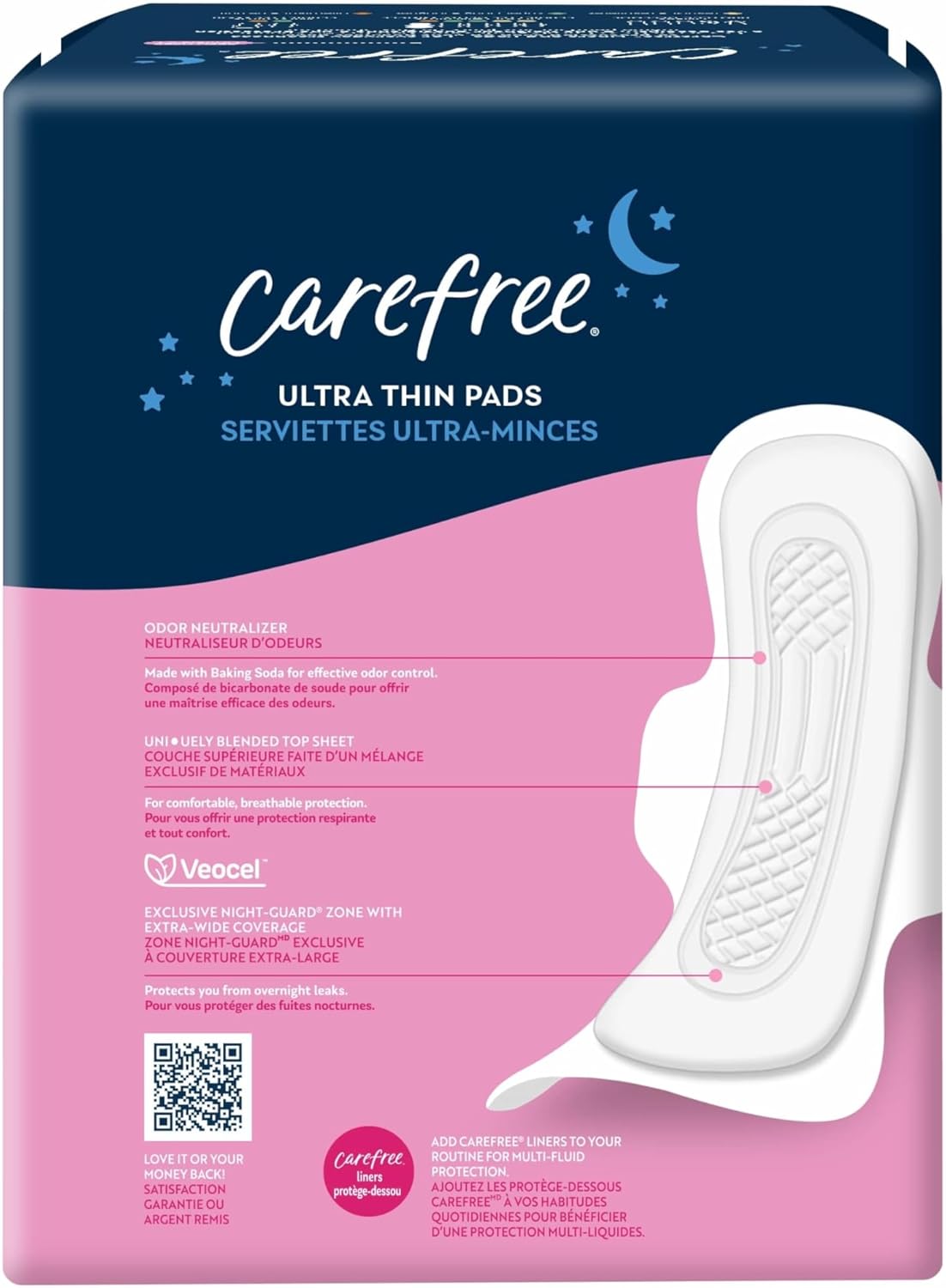Carefree Ultra Thin Pads for Women, Overnight with Wings | Feminine Care & Postpartum Protection | 40ct (Pack of 1) - Image 3