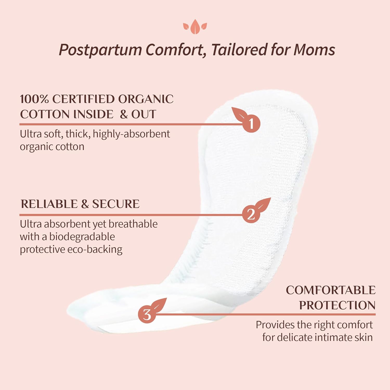Organyc Hospital Postpartum Pads, 100% Certified Organic Cotton Inside and Out for Women, for First Days After Delivery, 12 Counts - Image 4