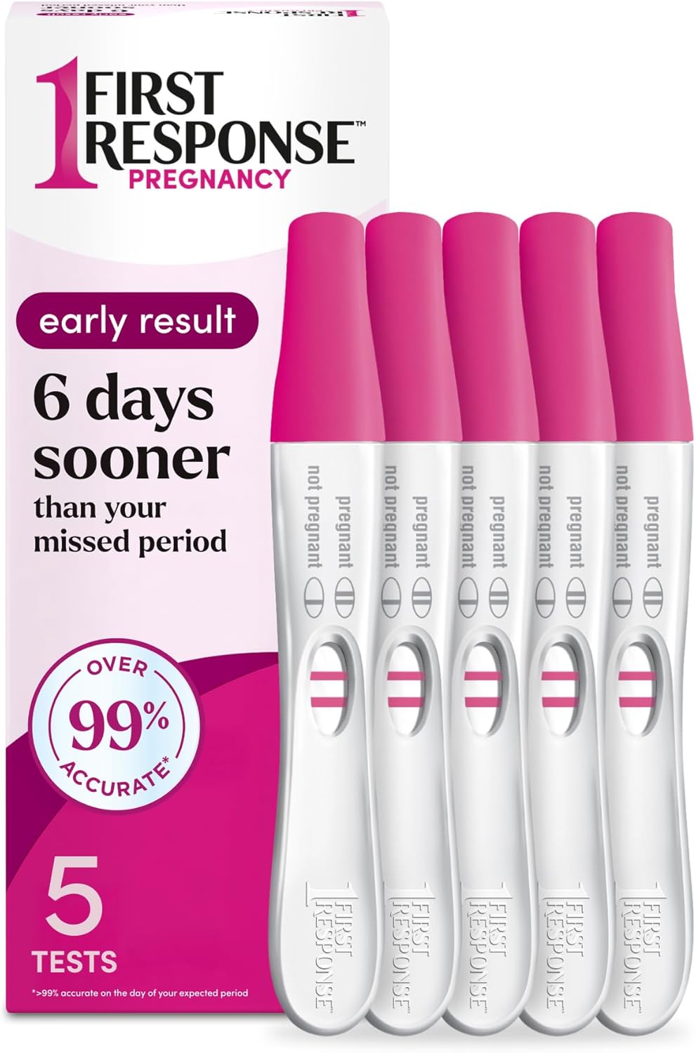 First Response Early Result Pregnancy Test, 5 Count Pack of 1,White