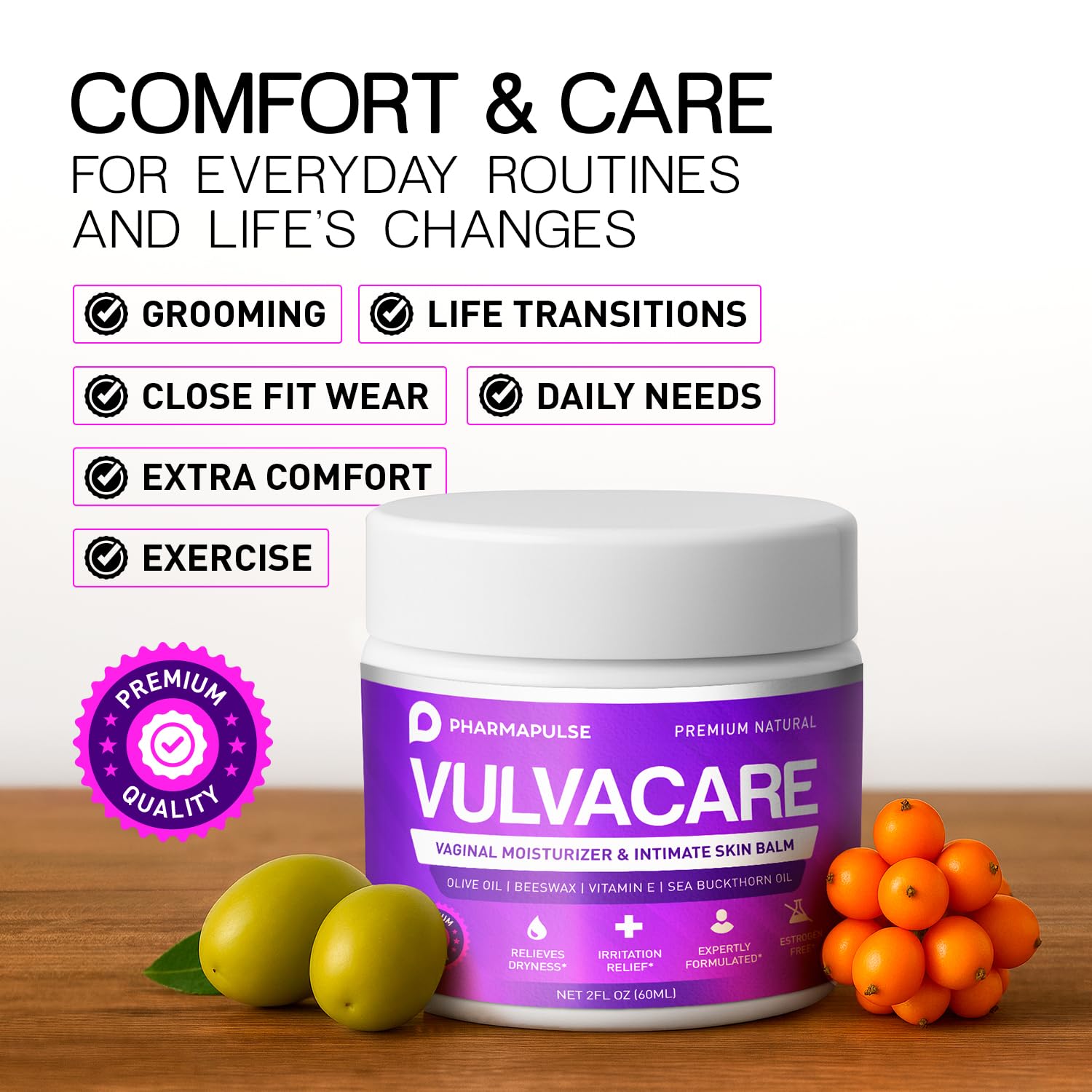 Pharmapulse Vaginal Moisturizer, Vulva Balm Cream, Intimate Skin Care, Menopause Support - Relieves Dryness, Itching, Burning, Redness, Chafing, Odor, Irritation - Estrogen Free 2oz - Image 7