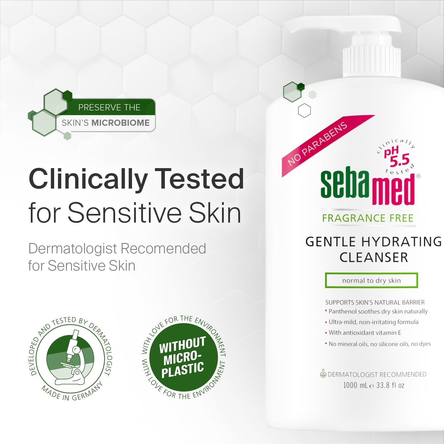 SEBAMED Fragrance-Free Gentle Face and Body Hydrating Cleanser pH 5.5 Dermatologist Recommended Ultra Mild Formula for Normal To Dry Sensitive Skin 33.8 Fluid Ounces (1 Liter) - Image 6