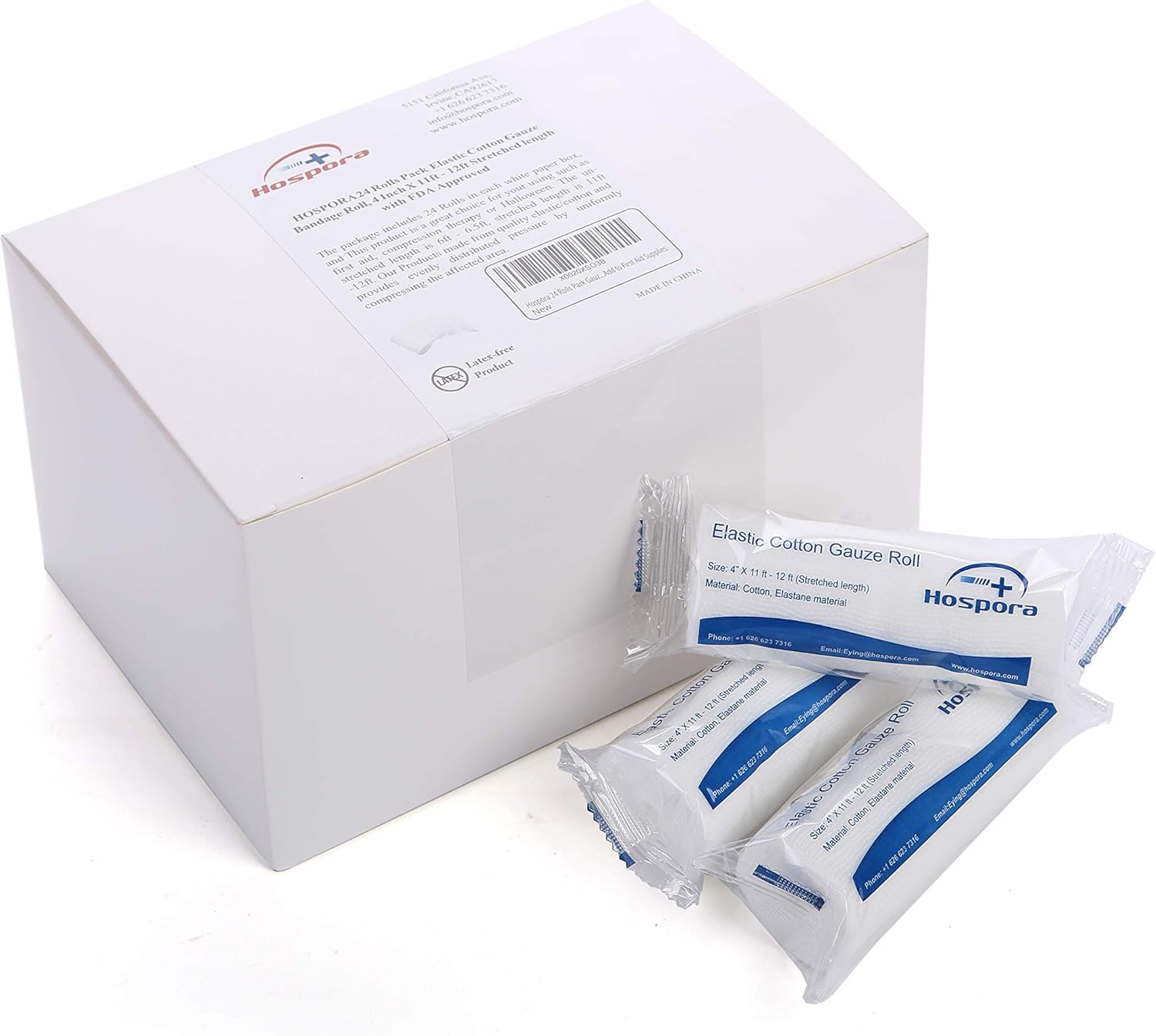 Hospora Medical Elastic Cotton Conforming Gauze Roll, 4 Inches, Individual Pack, First Aid Rolled Stretch Gauze, 24 Packs - Image 5