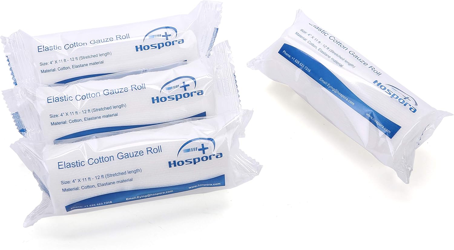 Hospora Medical Elastic Cotton Conforming Gauze Roll, 4 Inches, Individual Pack, First Aid Rolled Stretch Gauze, 24 Packs - Image 6
