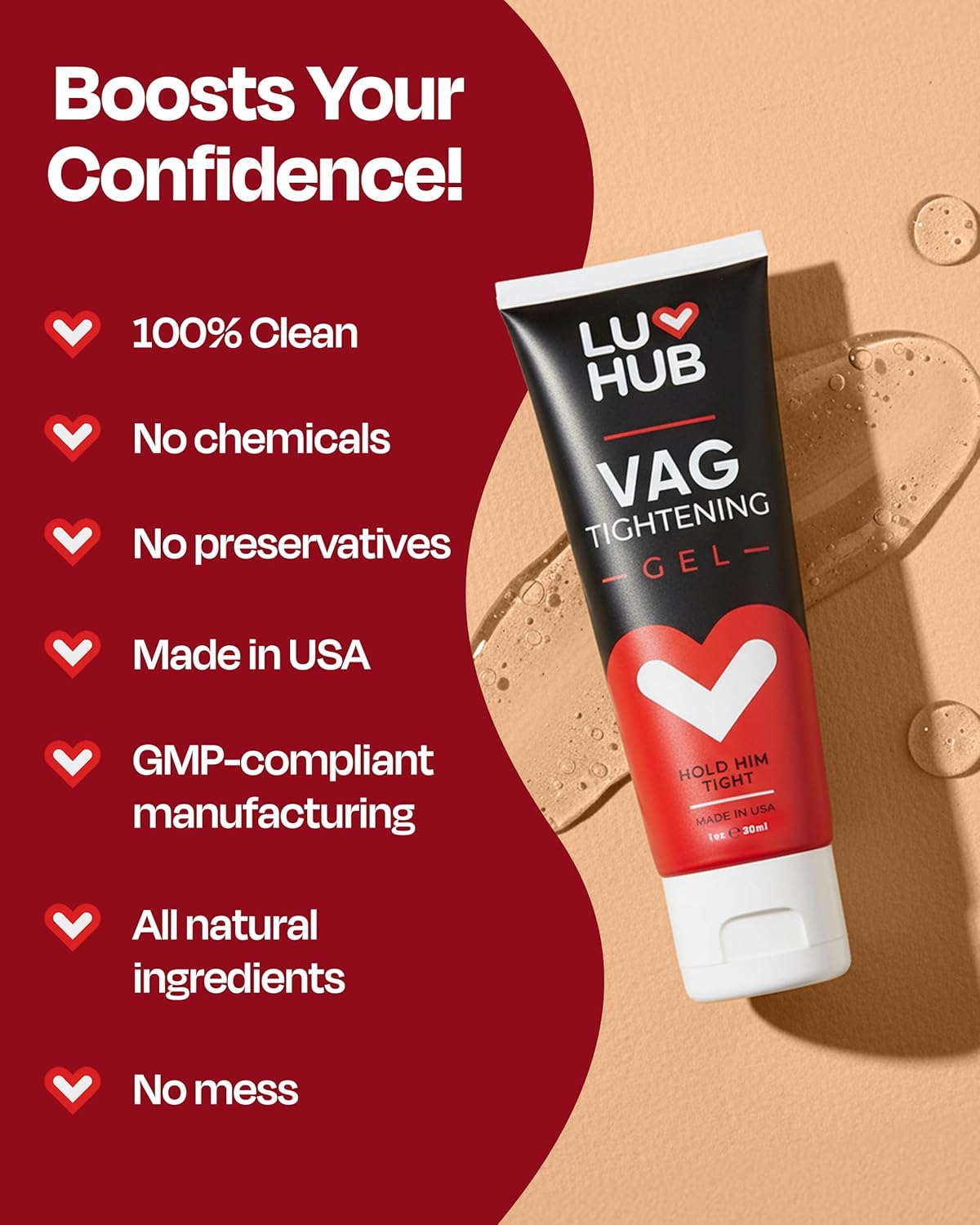Luv Hub Vaginal Tightening Gel - Tighten your Vagina - Natural Firming Cream for Intimate Wellness - Compatible with Sensitive Skin, Hormonal Shifts, Postpartum Recovery - 1oz - Image 5