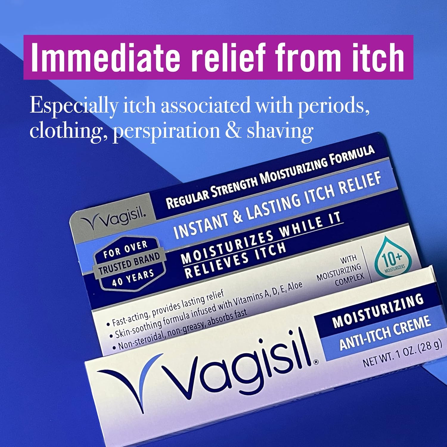 Vagisil Regular Strength Anti-Itch Feminine Cream for Women, Gynecologist Tested, Hypoallergenic, Fast-acting and Long-lasting Itch Relief, Vaginal Moisturizer Soothes and Cools, 1 oz (Pack of 1) - Image 2