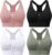 Zip Front Sports Bras for Women Adjustable Racerback Medium Support Bras Padded Post-Surgery Bras Seamless Yoga Athletic Bra