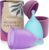 EcoBlossom Reusable Menstrual Cup and Case – The Most Reliable Medical Grade Silicone Period Cups – Comfortably use for 12 Hours (Large (Pack of 2), Round Stem & Case)